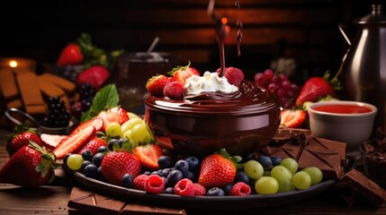 Fototapeta na wymiar Dream dessert with chocolate and berries