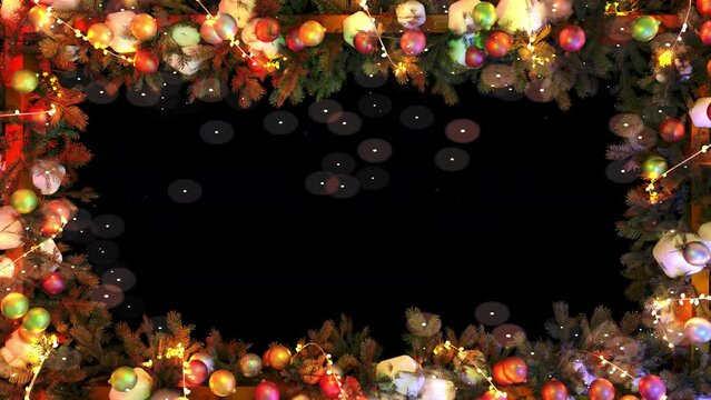 Christmas Wreath Frame is alpha motion footage for festival films and cinematic in celebrate scene. Also good background for scene and titles.