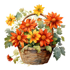 Mexican Sunflower, Flowers, Watercolor illustrations