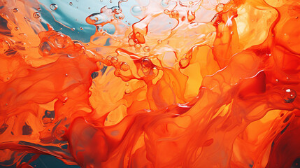 Abstract water on vibrant orange and red colors. AI Generated.