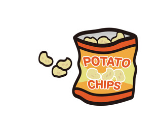 開封したポテトチップスのイラスト
