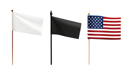 Set of miniature rectangle paper flag. Decoration for cupcake or other food.