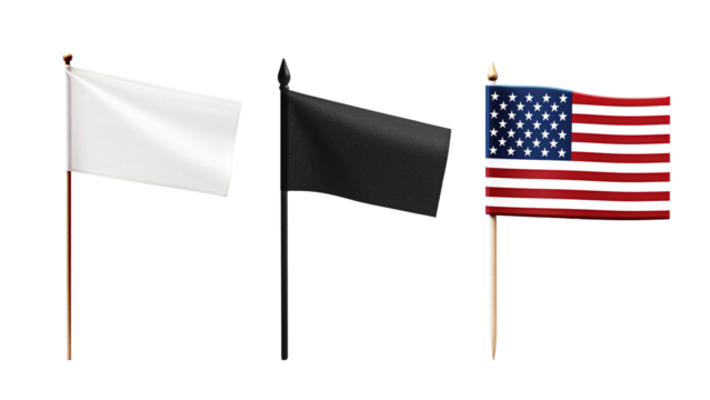 Set of miniature rectangle paper flag. Decoration for cupcake or other food.