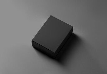 Black box mockup for cosmetics, perfume, presentation with shadows, isolated on background.