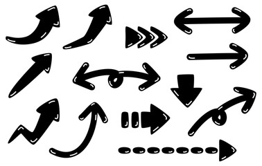 Black squishy and plump three-dimensional cute arrow icon