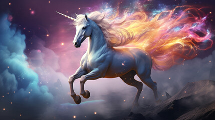 Obraz na płótnie Canvas Unicorn in cosmic space