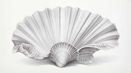 A hyper-realistic graphite drawing of a delicate, intricately patterned seashell.