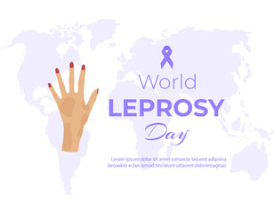 Fototapeta premium World Leprosy Day Concept Design. January.Palm with purple ribbon.Vector Illustration.