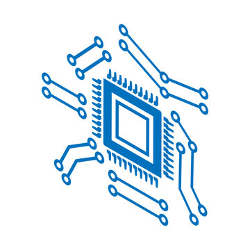 recommend clip art: Isometric Semiconductor icon in line art style