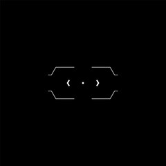 Cyberpunk style element. Tech design target. Futuristic aim. A vector futuristic cyberpunk design sight or marker. GUI design element.