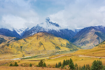 Snow Mountains and Grassland Pastures in Nyingchi, Tibet Autonomous Region, China