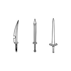 vector illustration of three types of swords