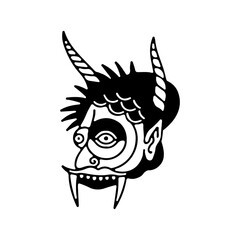 vector illustration of spooky demon head