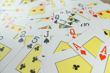 field of bunch of poker playing cards as background