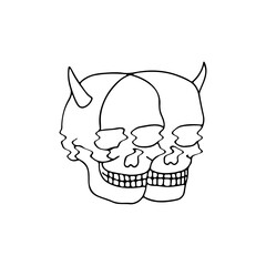 vector illustration of a skull with horns