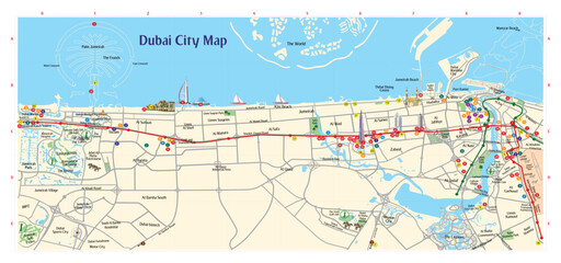 Dubai city map. Vector illustration.