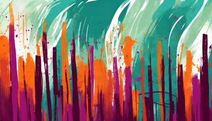 AI generated illustration of vibrant abstract bursts with colorful brushstrokes