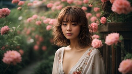 Naklejka premium girl in the garden