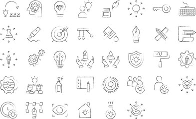 Education and science hand drawn icons set, including icons such as Analytics, Idea, Marker, Lab, user, group, lecturer, and more. pencil sketch vector icon collection