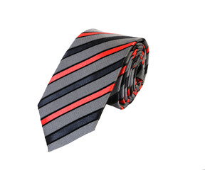 Rolled necktie isolated on white background.