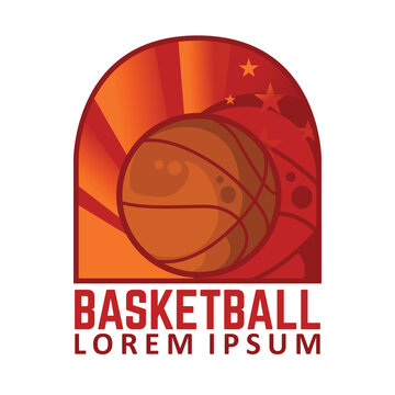 A logo design that captures the fast paced dynamics of a basketball game, ideal for use in print and digital media
