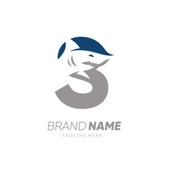 Letter S Shark Logo Design Vector Icon Graphic Emblem Illustration