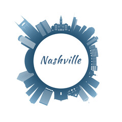 Fototapeta premium Nashville skyline with colorful buildings. Circular style. Stock vector illustration.
