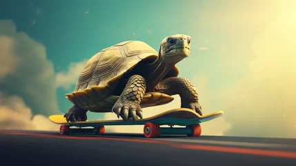 Poster A tortoise riding on a skateboard Strategy © Reema