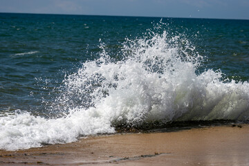 wave breaking on the shore in Sri Lanka