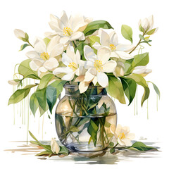Night blooming jasmine, Flowers, Watercolor illustrations
