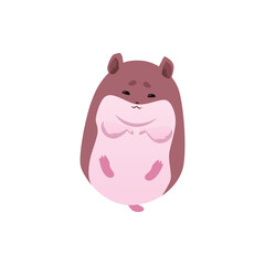 Cute hamster lies on the back, vector illustration isolated on white