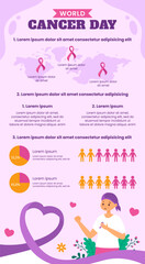 Cancer Day Infographic Flat Cartoon Hand Drawn Templates Background Illustration