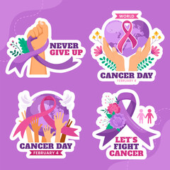 Cancer Day Label Flat Cartoon Hand Drawn Templates Background Illustration