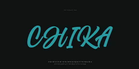 Obraz premium Hand drawn elegant alphabet letters font and number. Classic Lettering Minimal Fashion Designs. Typography modern serif fonts regular decorative vintage concept. vector illustration