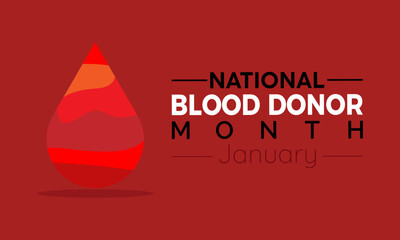 Fototapeta premium National Blood Donor Month vector template. Saving Lives with Blood Donation and Medical Support Illustration. background, banner, card, poster design.