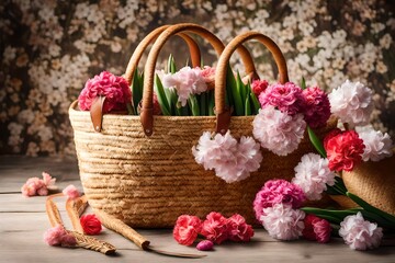 Fototapeta na wymiar flowers in a basket