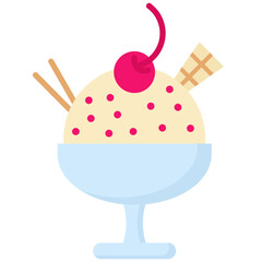 Ice Cream Glass Icon In Flat Design Style Vector Illustration