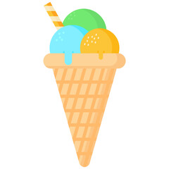 Ice Cream Cone Icon In Flat Design Style Vector Illustration