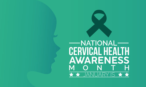 National Cervical Health Awareness Month vector template. Prioritizing Women's Wellness with Cervical Health Screening and Medical Support Visuals. background, banner, card, poster design.