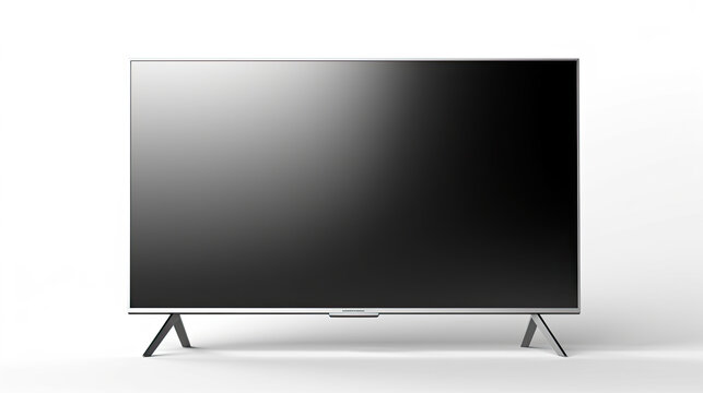 black smart television isolated on white background