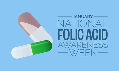 National Folic Acid Awareness Week vector template. Promoting Health and Pregnancy Wellness with Folic Acid Education and Support Illustrations. background, banner, card, poster design.