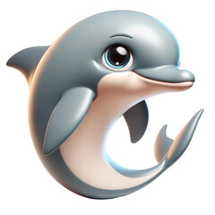Naklejka premium Dolphin. 3D cartoon fish