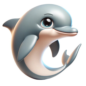 Dolphin. 3D cartoon fish