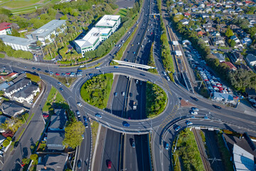 Greenlane motorway interchange, Auckland, New Zealand - obrazy, fototapety, plakaty