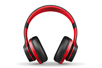 red and black headphone isolated on a white background