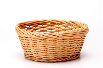 Obraz premium an empty wicker basket isolated on a white background