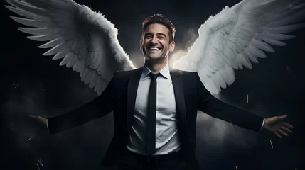 Fotobehang Business man with angel wings , business angel concept image © Keitma