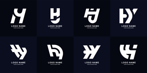 Collection letter HY or YH monogram logo design