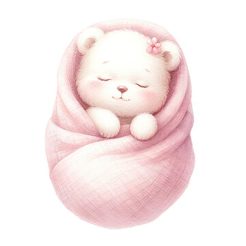 recommend clip art: Watercolor illustration set of nursery clipart for baby girl pink teddy bear