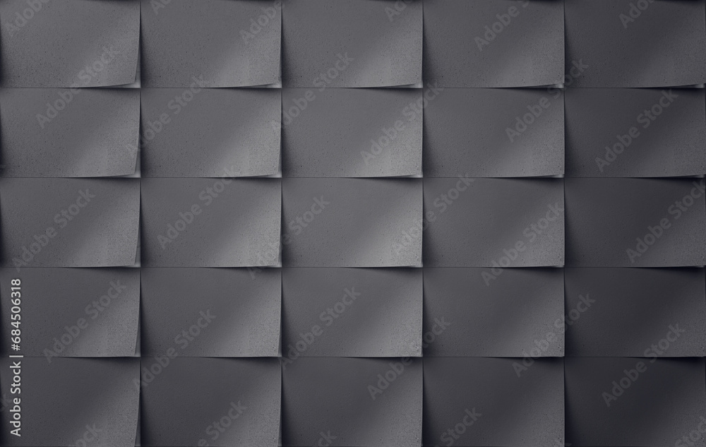 Poster dark gray textured wall with geometric shapes and shadows. 3d rendering